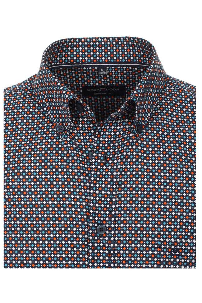 Casamoda Hemd Herren Casamoda Comfort Muster Kragen Button-Down Kurze Ärmel