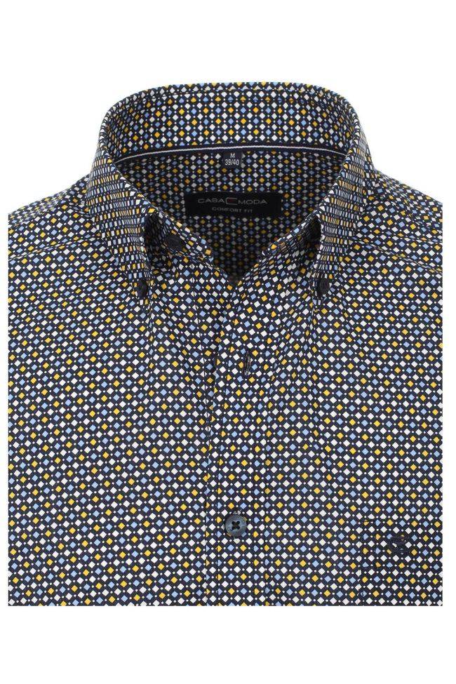 Casamoda Hemd Herren Casamoda Comfort Muster Kragen Button-Down Kurze Ärmel