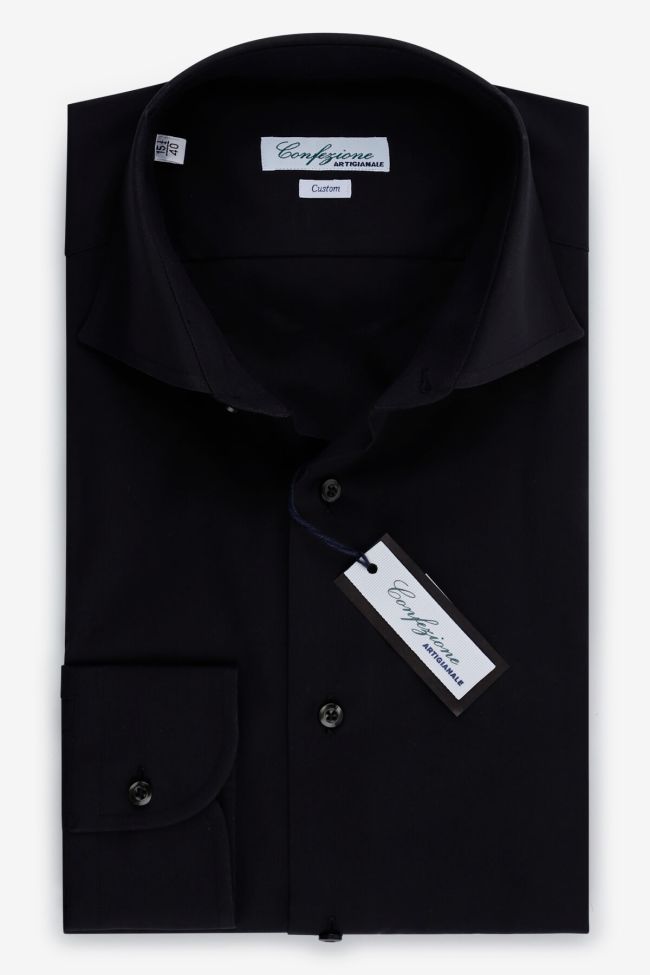 confezione artigianale Hemd Herren Confezione Artigianale Regular Einfarbig 100% Baumwolle kragen Französisch Lange Ärmel