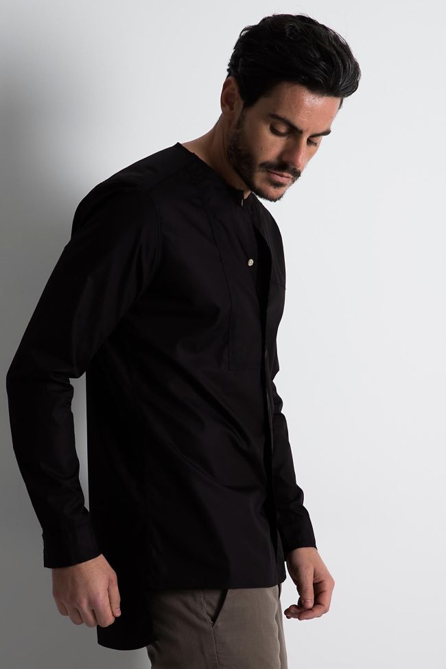 Dnl Hemd Herren DNL Regular Einfarbig 100% Baumwolle Kragen Mandarinkragen Lange Ärmel