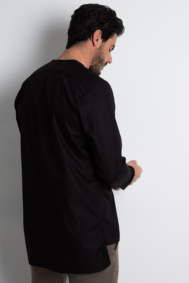 Dnl Hemd Herren DNL Regular Einfarbig 100% Baumwolle Kragen Mandarinkragen Lange Ärmel