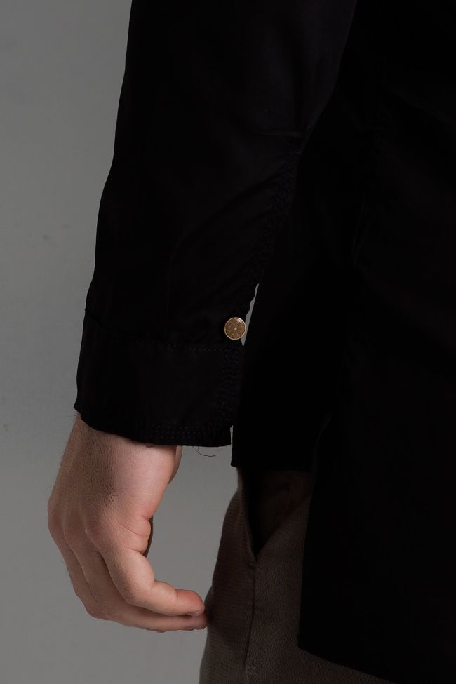 Dnl Hemd Herren DNL Regular Einfarbig 100% Baumwolle Kragen Mandarinkragen Lange Ärmel