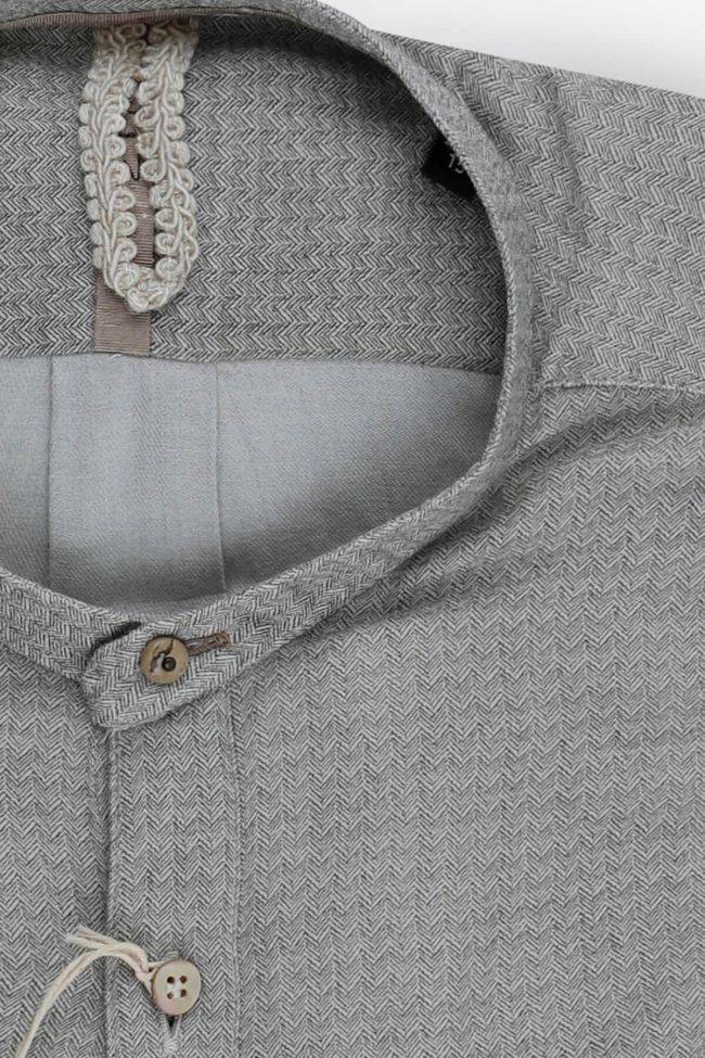 Dnl Hemd Herren DNL Slim Halb Unifarben 15% Wolle 85% V Kragen Mandarinkragen Lange Ärmel