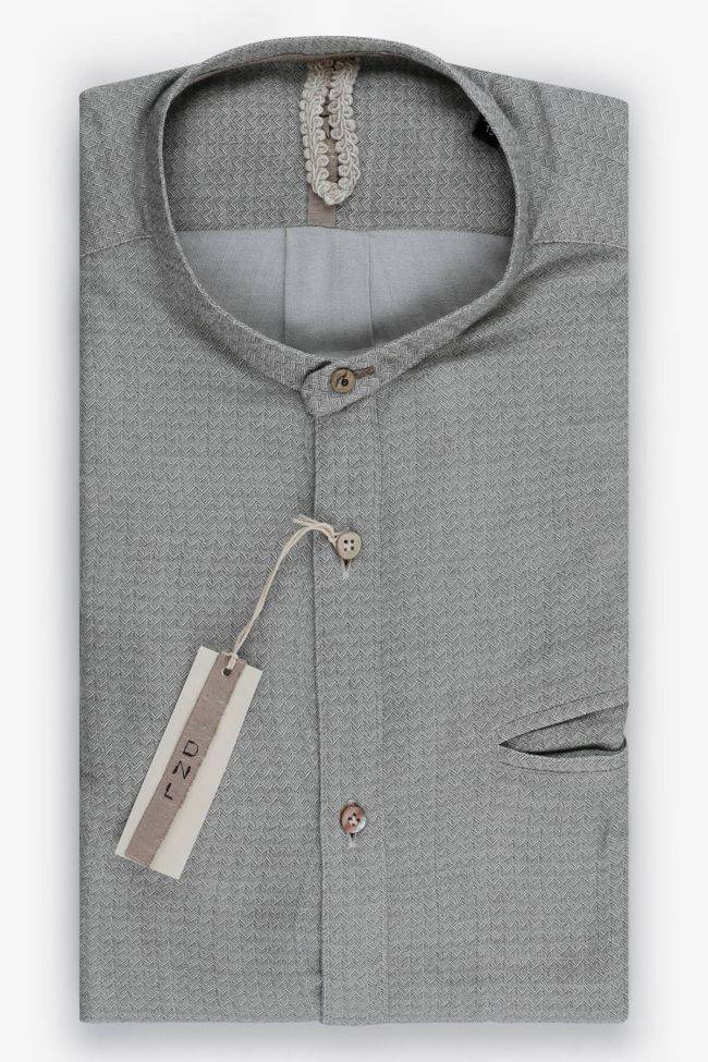 dnl Hemd Herren DNL Slim Halb Unifarben 15% Wolle 85% V kragen Mandarinkragen Lange Ärmel