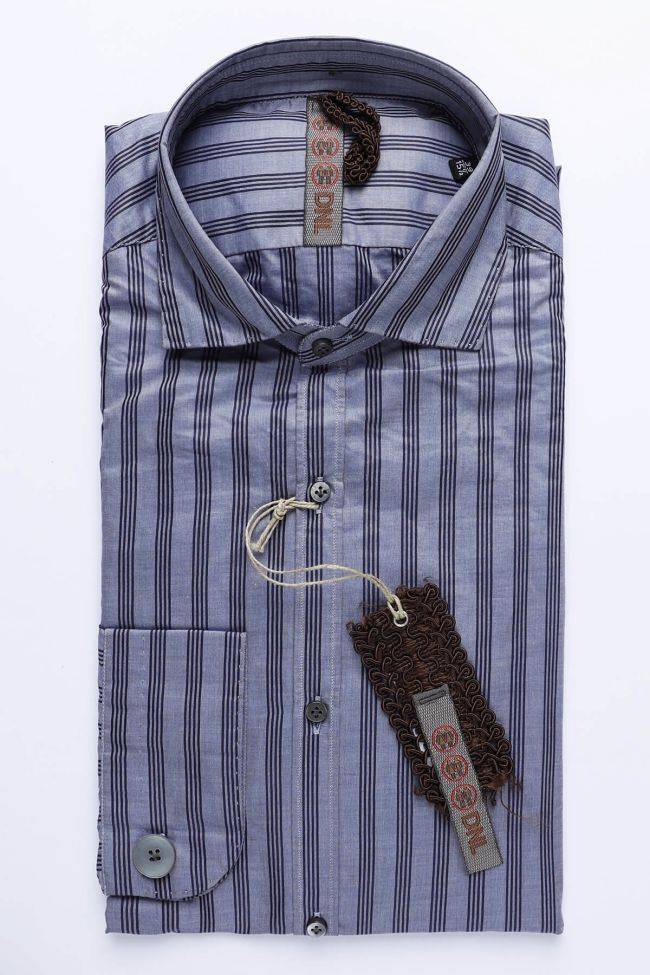 dnl Hemd Herren DNL Slim Streifen 100% Baumwolle kragen Französisch Lange Ärmel