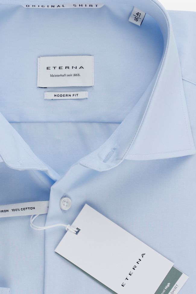 Eterna Hemd Herren Eterna Classic Bügelfreie Einfarbig 100% Baumwolle Kragen Französisch Lange Ärmel