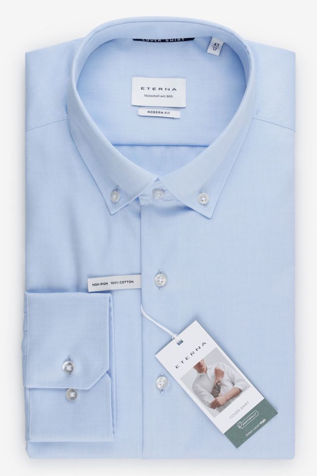 eterna Hemd Herren Eterna Classic Bügelfreie Einfarbig 100% Baumwolle kragen Button-Down Lange Ärmel