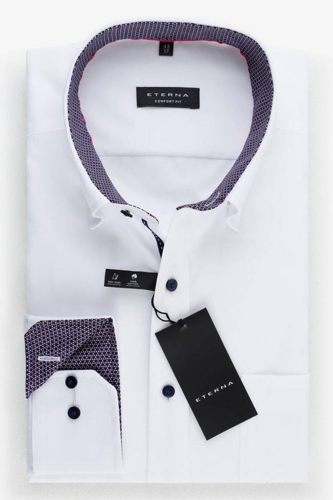 Eterna Hemd Herren Eterna Comfort Einfarbig 100% Baumwolle Kragen Italienisch Lange Ärmel