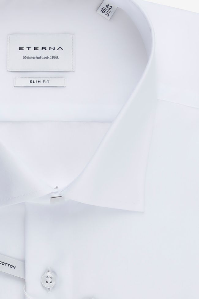 Eterna Hemd Herren Eterna Slim Bügelfreie Einfarbig 100% Baumwolle Kragen Französisch Lange Ärmel