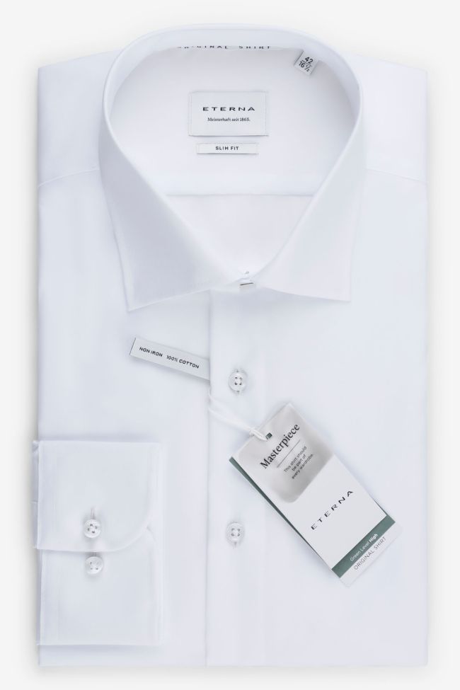 eterna Hemd Herren Eterna Slim Bügelfreie Einfarbig 100% Baumwolle kragen Französisch Lange Ärmel