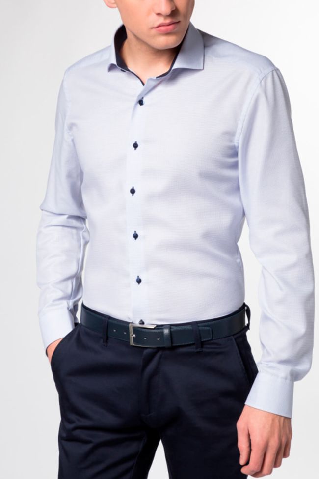 eterna Hemd Herren Eterna Slim Bügelfreie Halb Unifarben 100% Baumwolle kragen Französisch Lange Ärmel