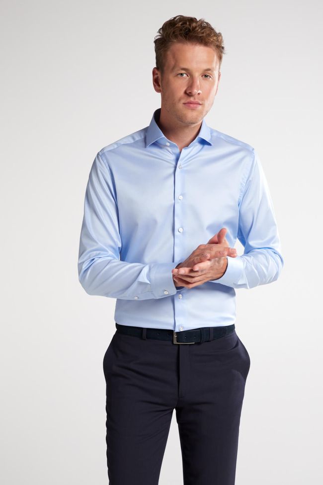 eterna Hemd Herren Eterna Slim Bügelfreie kragen Französisch Lange Ärmel