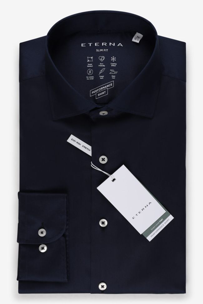 eterna Hemd Herren Eterna Slim Einfarbig 70% cotton 27% pa 3% ea kragen Französisch Lange Ärmel