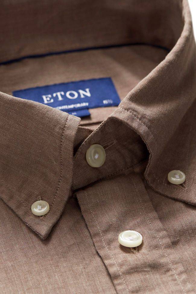 Eton Hemd Herren Eton Regular Einfarbig 100% Baumwolle Kragen Button-Down Lange Ärmel