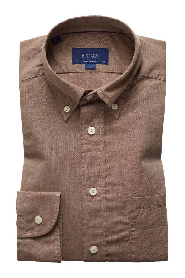 eton Hemd Herren Eton Regular Einfarbig 100% Baumwolle kragen Button-Down Lange Ärmel