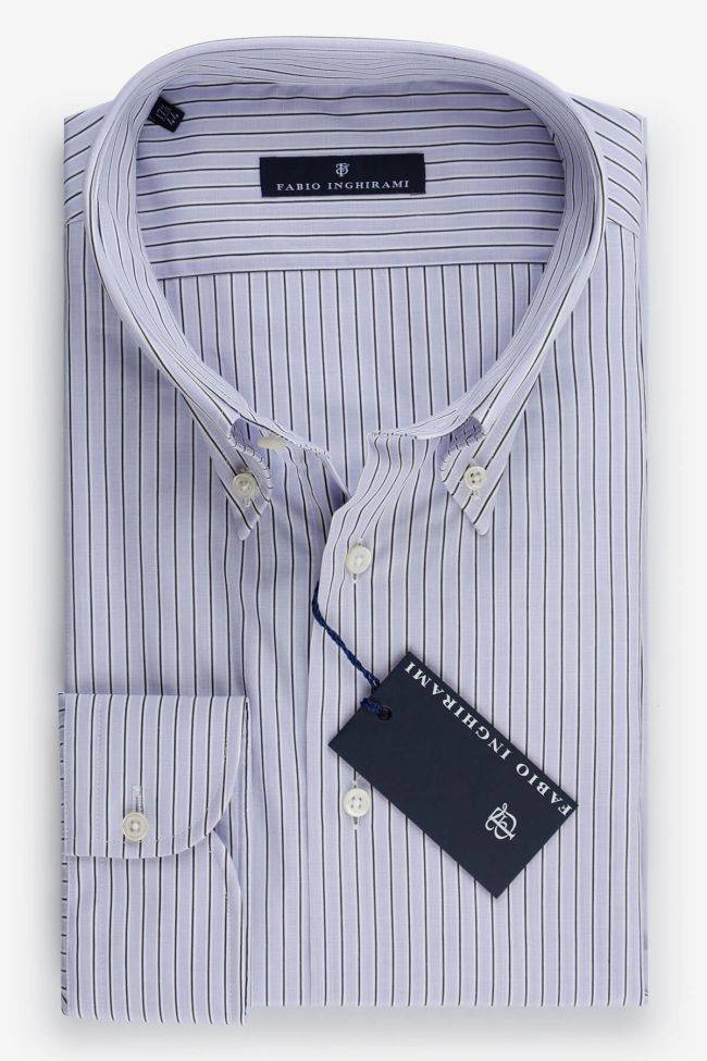 fabio inghirami Hemd Herren Fabio Inghirami Classic Streifen 100% Baumwolle kragen Button-Down Lange Ärmel
