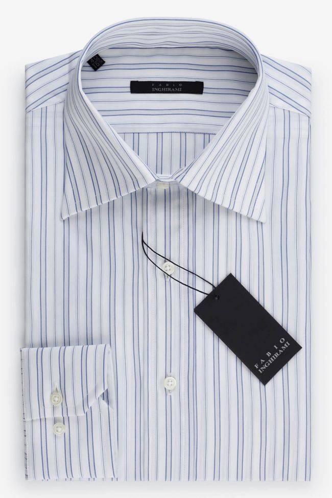fabio inghirami Hemd Herren Fabio Inghirami Classic Streifen 100% Baumwolle kragen Italienisch Lange Ärmel