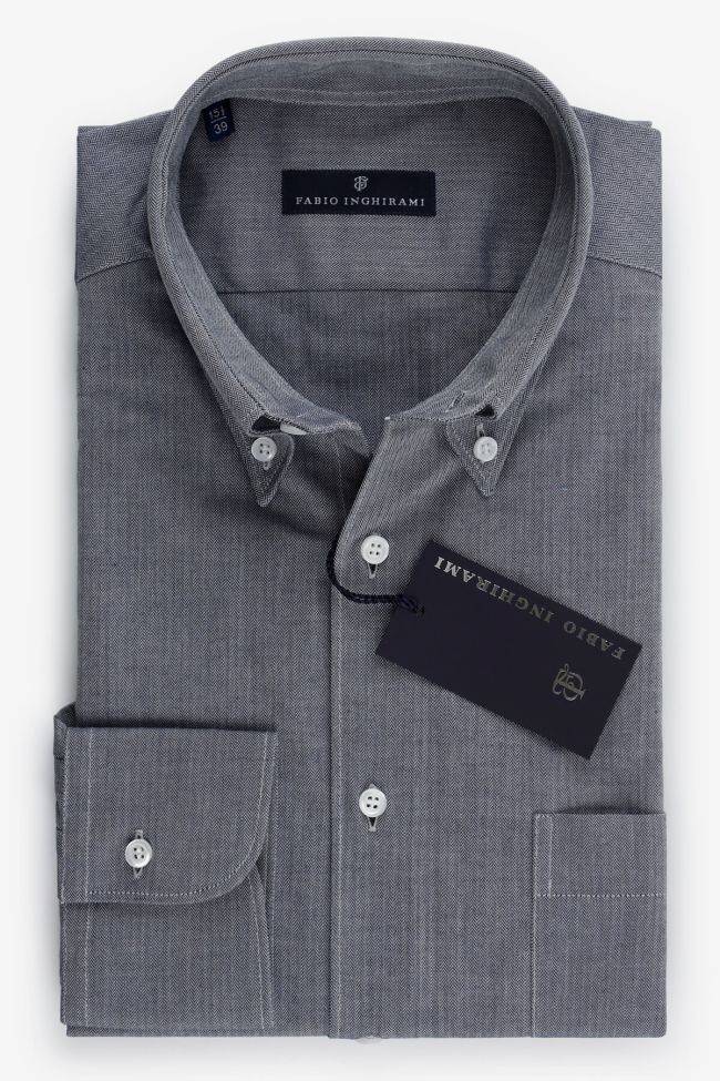 fabio inghirami Hemd Herren Fabio Inghirami Regular Halb Unifarben 100% Baumwolle kragen Button-Down Lange Ärmel