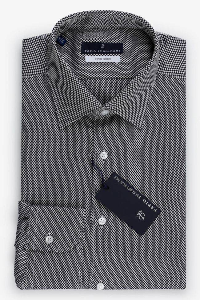 fabio inghirami Hemd Herren Fabio Inghirami Regular Halb Unifarben 100% Baumwolle kragen Italienisch Lange Ärmel