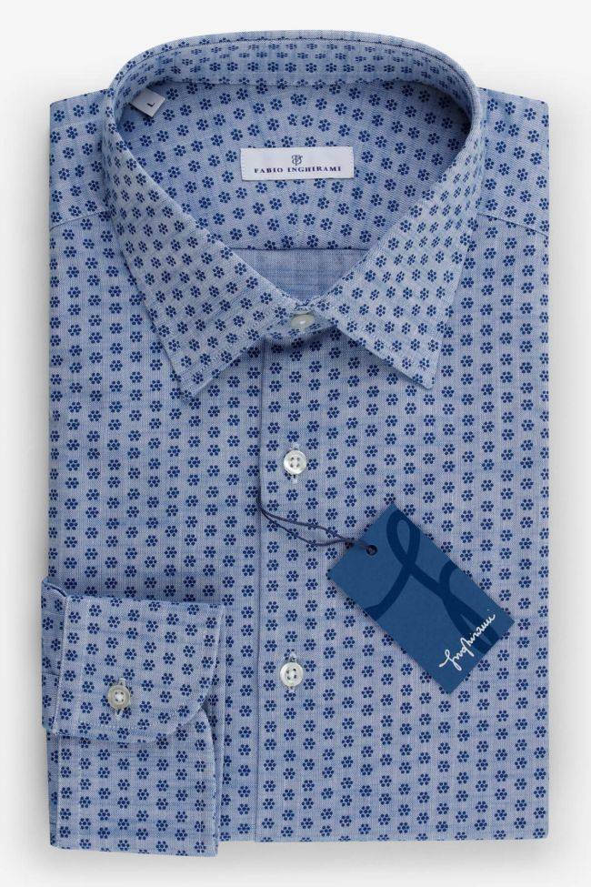 fabio inghirami Hemd Herren Fabio Inghirami Regular Halb Unifarben 100% Baumwolle kragen Italienisch Lange Ärmel