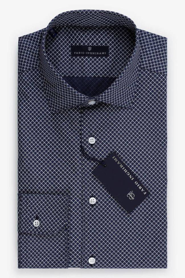 fabio inghirami Hemd Herren Fabio Inghirami Regular Halb Unifarben 100% Baumwolle kragen Italienisch Lange Ärmel