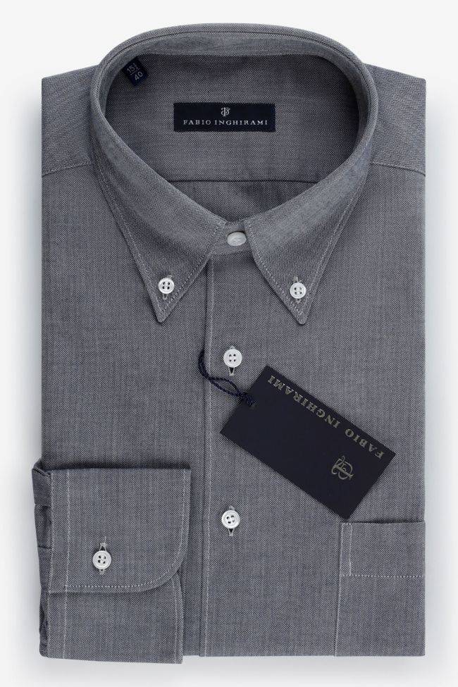 fabio inghirami Hemd Herren Fabio Inghirami Regular Halb Unifarben 100% Baumwolle kragen Button-Down Lange Ärmel