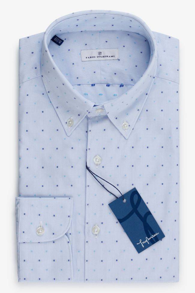 fabio inghirami Hemd Herren Fabio Inghirami Regular Halb Unifarben 100% Baumwolle kragen Button-Down Lange Ärmel