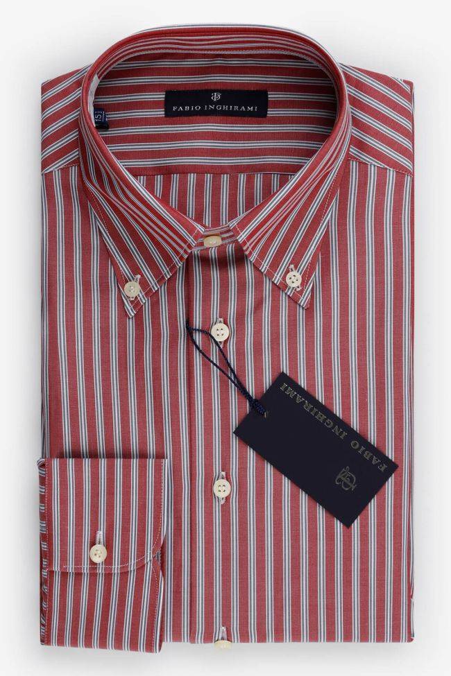 fabio inghirami Hemd Herren Fabio Inghirami Regular Streifen 100% Baumwolle kragen Button-Down Lange Ärmel