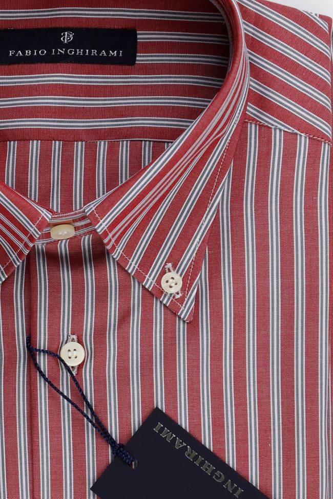 Fabio Inghirami Hemd Herren Fabio Inghirami Regular Streifen 100% Baumwolle Kragen Button-Down Lange Ärmel