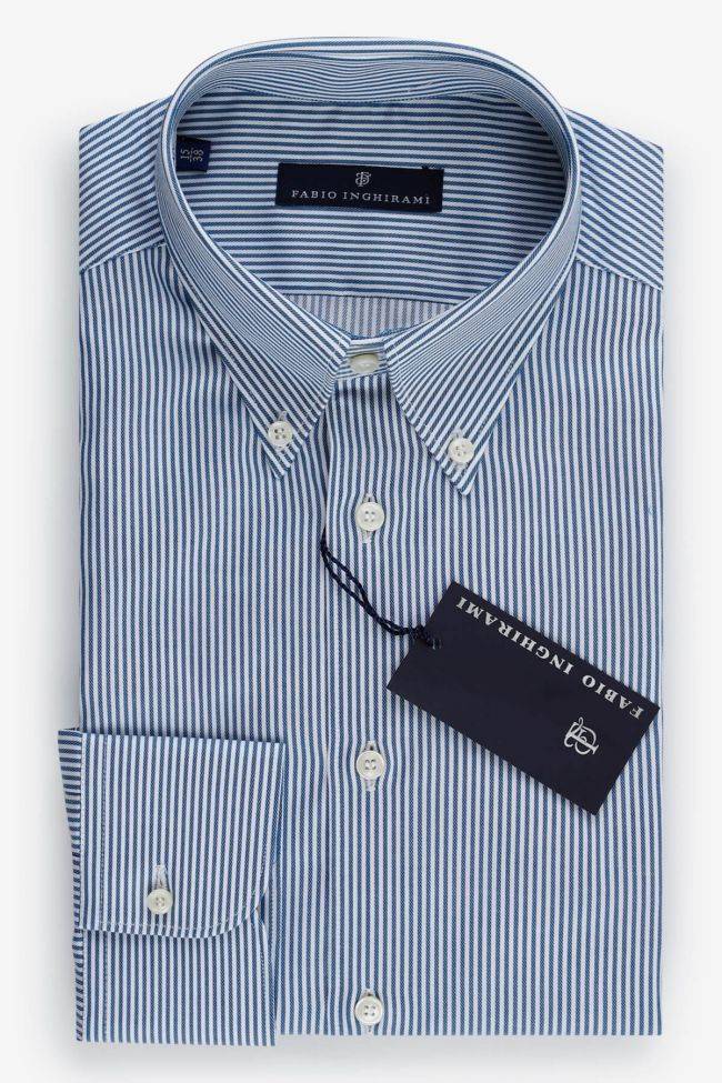fabio inghirami Hemd Herren Fabio Inghirami Regular Streifen 100% Baumwolle kragen Button-Down Lange Ärmel