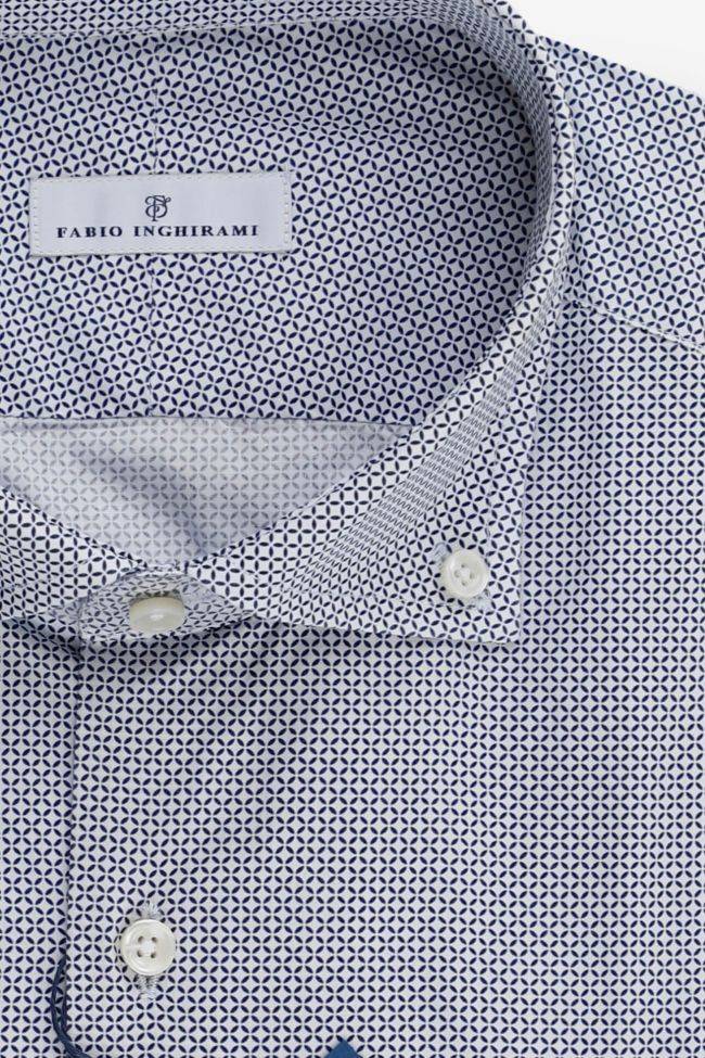 Fabio Inghirami Hemd Herren Fabio Inghirami Slim Halb Unifarben 100% Baumwolle Kragen Button-Down Lange Ärmel