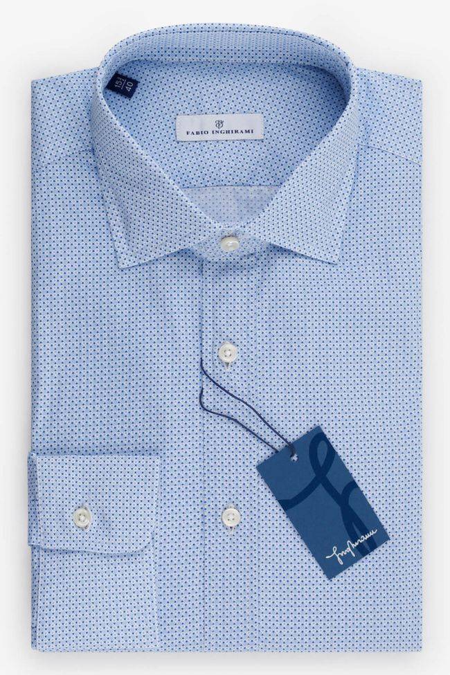 fabio inghirami Hemd Herren Fabio Inghirami Slim Halb Unifarben 100% Baumwolle kragen Französisch Lange Ärmel