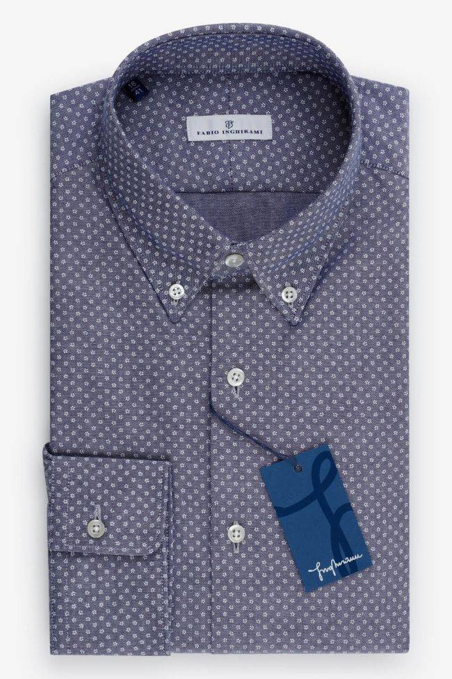 fabio inghirami Hemd Herren Fabio Inghirami Slim Halb Unifarben 100% Baumwolle kragen Button-Down Lange Ärmel