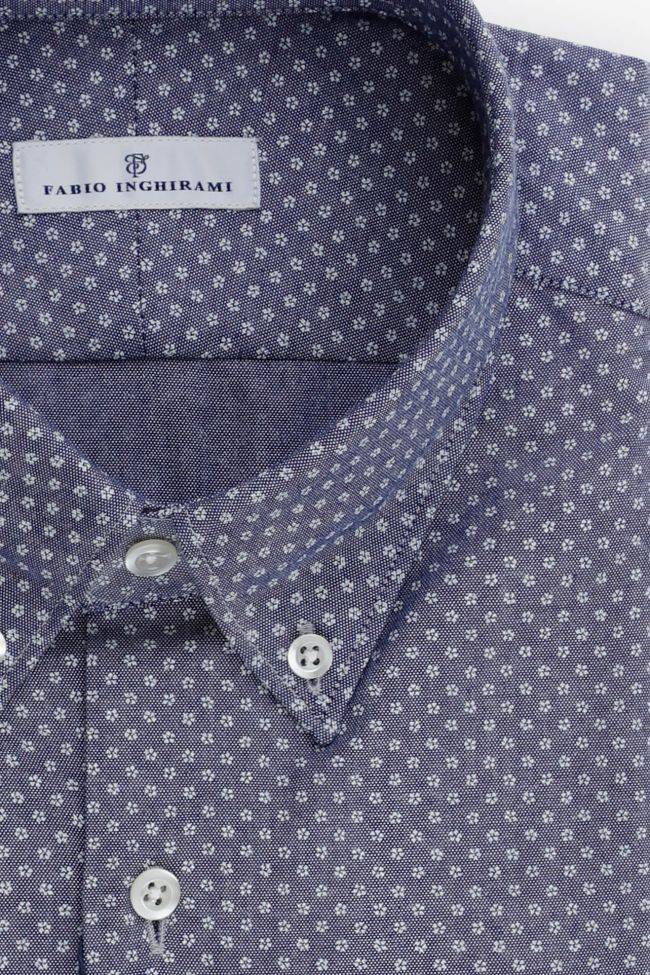 Fabio Inghirami Hemd Herren Fabio Inghirami Slim Halb Unifarben 100% Baumwolle Kragen Button-Down Lange Ärmel