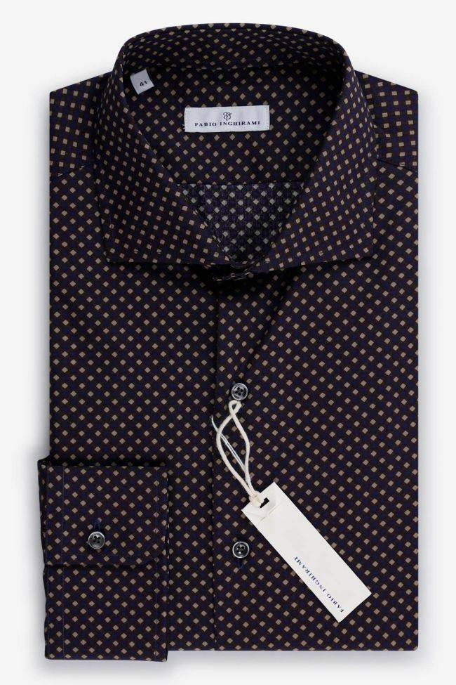 fabio inghirami Hemd Herren Fabio Inghirami Slim Halb Unifarben 100% Baumwolle kragen Französisch Lange Ärmel