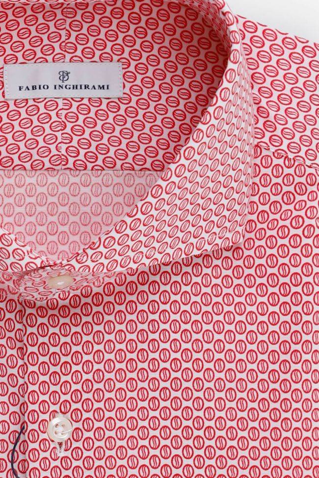 Fabio Inghirami Hemd Herren Fabio Inghirami Slim Muster 100% Baumwolle Kragen Französisch Lange Ärmel