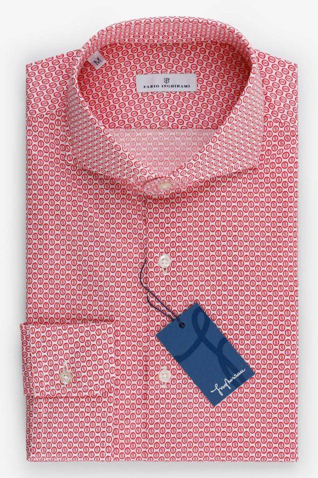 fabio inghirami Hemd Herren Fabio Inghirami Slim Muster 100% Baumwolle kragen Französisch Lange Ärmel