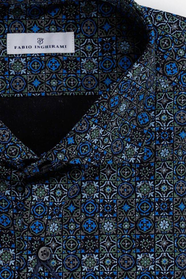 Fabio Inghirami Hemd Herren Fabio Inghirami Slim Muster 100% Baumwolle Kragen Französisch Lange Ärmel