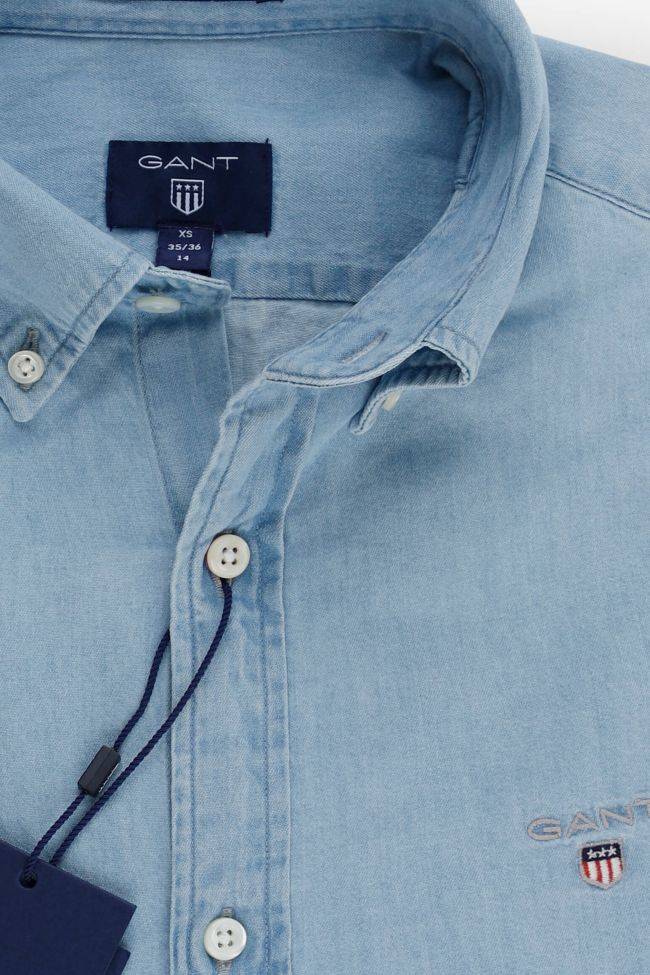 Gant Hemd Herren Gant Slim Einfarbig 100% Baumwolle Denim Jeans Kragen Button-Down Lange Ärmel