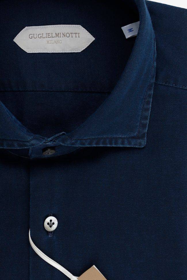 Guglielminotti Hemd Herren Guglielminotti Regular Einfarbig 100% Baumwolle Kragen Französisch Lange Ärmel