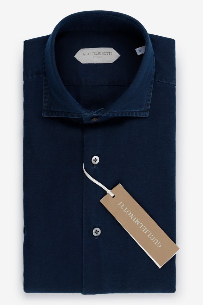 guglielminotti Hemd Herren Guglielminotti Regular Einfarbig 100% Baumwolle kragen Französisch Lange Ärmel