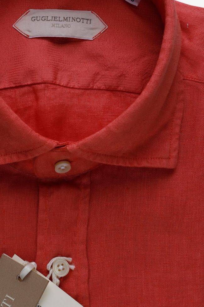 Guglielminotti Hemd Herren Guglielminotti Regular Einfarbig 100% Leinen Kragen Französisch Lange Ärmel