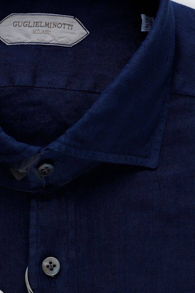 Guglielminotti Hemd Herren Guglielminotti Regular Einfarbig 100% Leinen Kragen Französisch Lange Ärmel