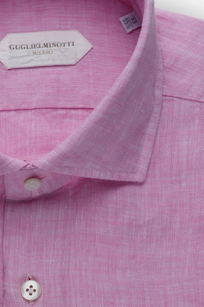 Guglielminotti Hemd Herren Guglielminotti Regular Einfarbig 100% Leinen Kragen Französisch Lange Ärmel