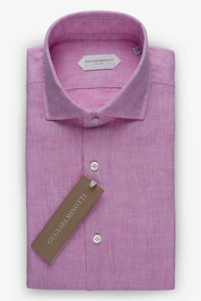 guglielminotti Hemd Herren Guglielminotti Regular Einfarbig 100% Leinen kragen Französisch Lange Ärmel
