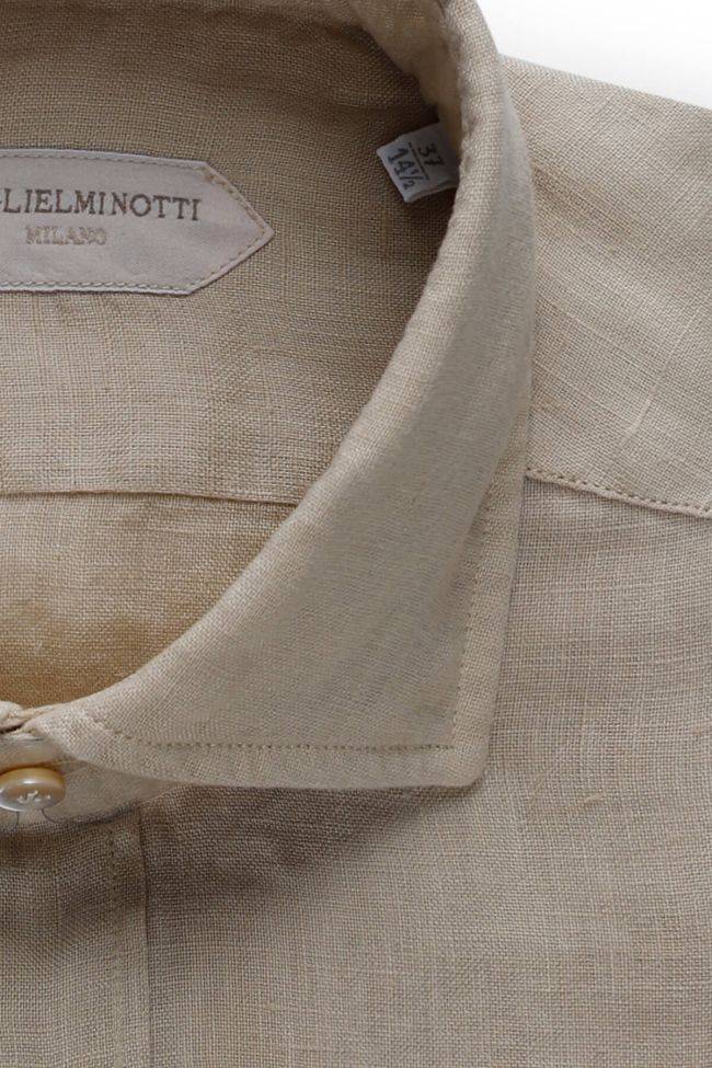 Guglielminotti Hemd Herren Guglielminotti Regular Einfarbig 100% Leinen Kragen Französisch Lange Ärmel