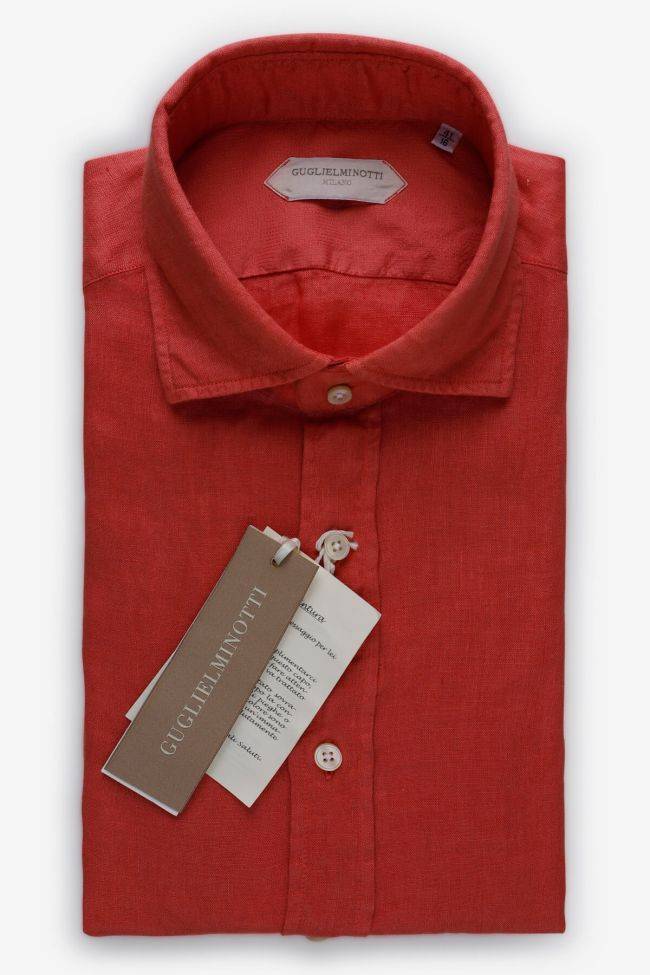 guglielminotti Hemd Herren Guglielminotti Regular Einfarbig 100% Leinen kragen Französisch Lange Ärmel