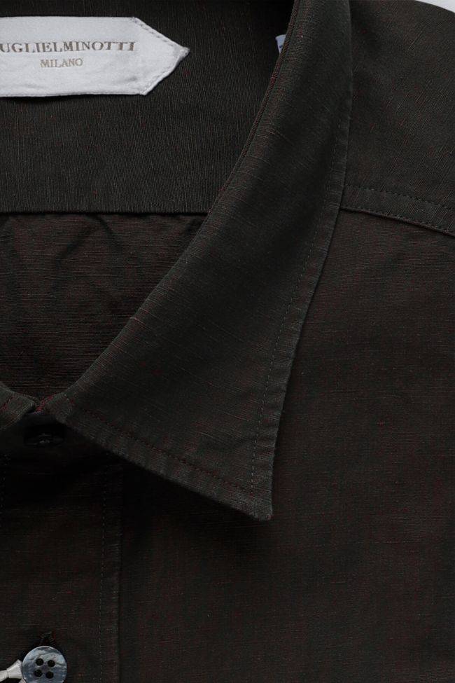 Guglielminotti Hemd Herren Guglielminotti Regular Einfarbig 50% Cotton 50% Linen Kragen Italienisch Lange Ärmel