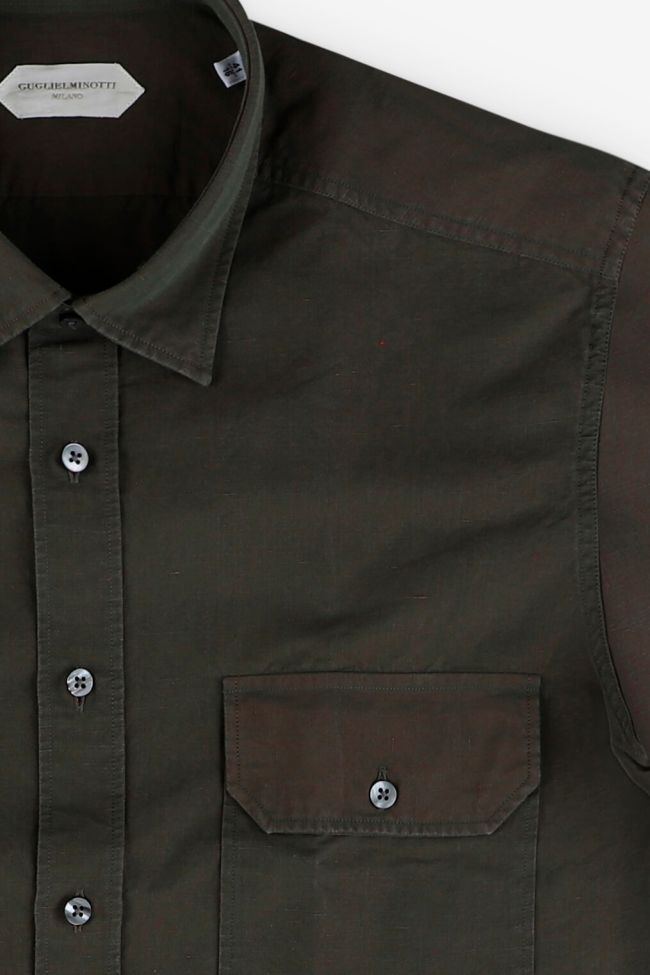 Guglielminotti Hemd Herren Guglielminotti Regular Einfarbig 50% Cotton 50% Linen Kragen Italienisch Lange Ärmel