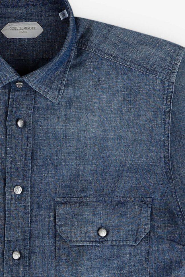 Guglielminotti Hemd Herren Guglielminotti Regular Einfarbig 55% Linen 45% Cotton Kragen Italienisch Lange Ärmel